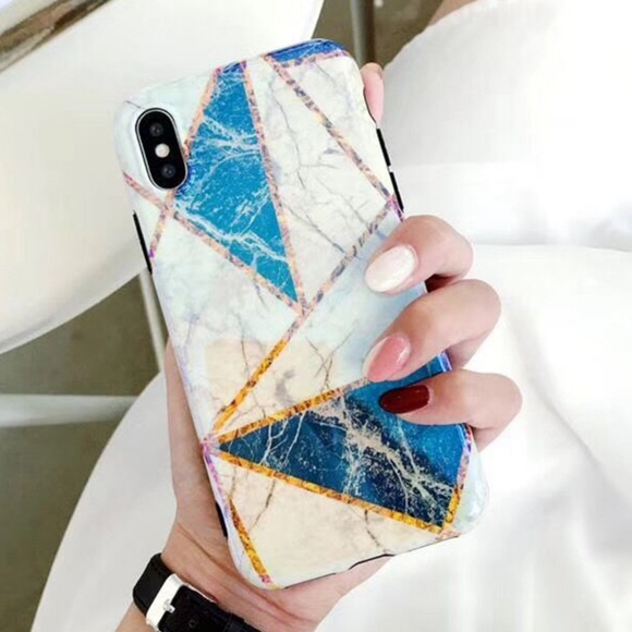*NEW iPhone X/XS Glossy Geometric Marble Case - Picture 3 of 7